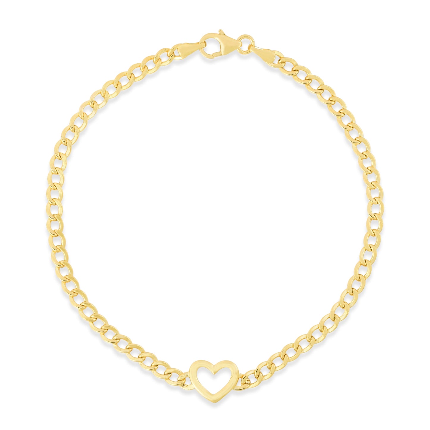 14K Heart Curb Bracelet (8210050875622) (10220861489345)