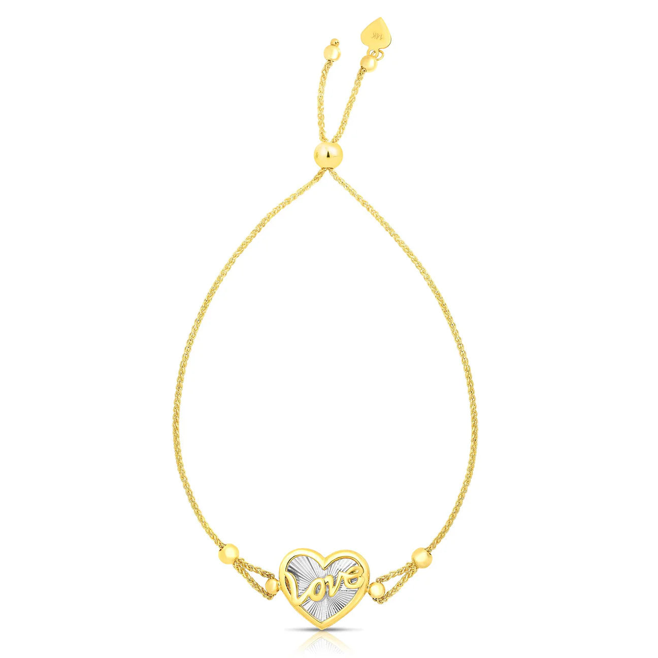 14K Gold Heart Shaped Love Friendship Bracelet (10241811972289)