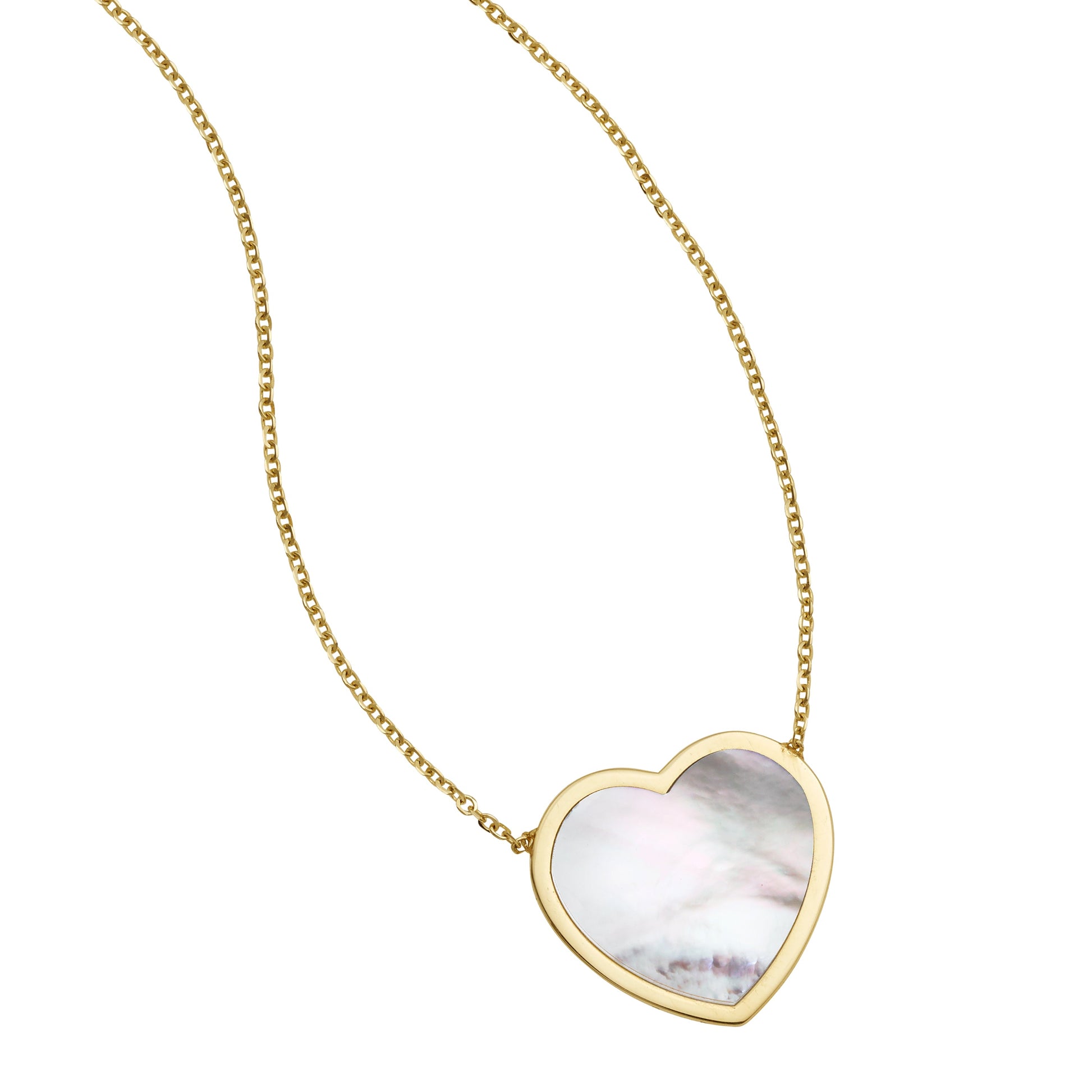 14K Gold Mother of Pearl Heart Necklace (8210049269990) (10220864667841)