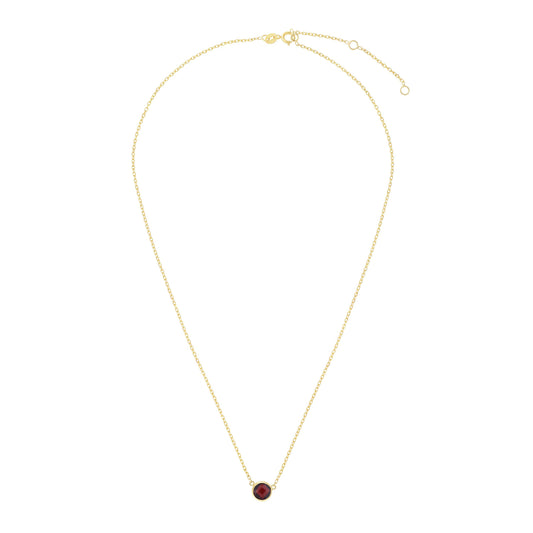 14kt Gold 17 inches Yellow Finish Extendable Colored Stone Necklace with Spring Ring Clasp with 0.9000ct 6mm Round Burgundy Garnet (5688350507163) (10220995674305)