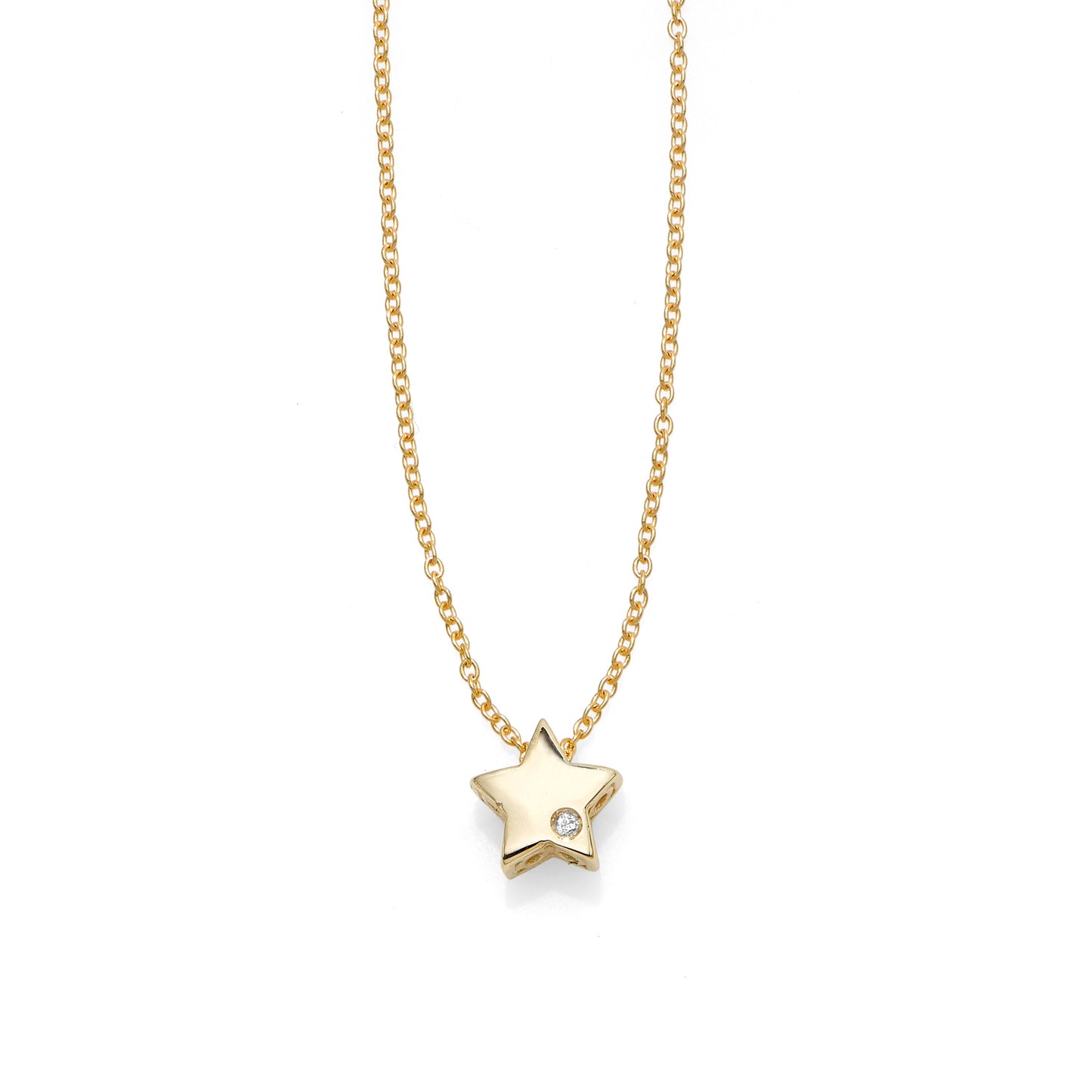 14K Gold .005ct Diamond Star Necklace (8210049204454) (10220864995521)