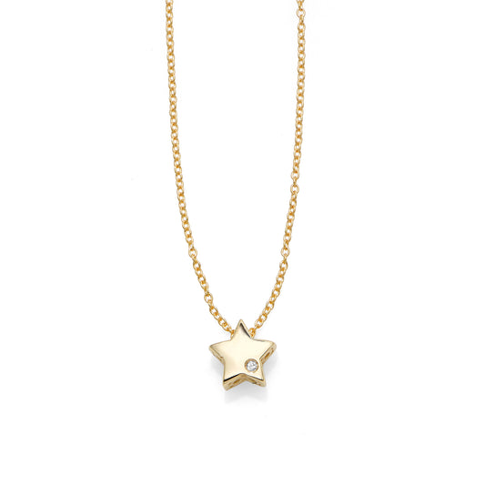 14K Gold .005ct Diamond Star Necklace (8210049204454) (10220864995521)