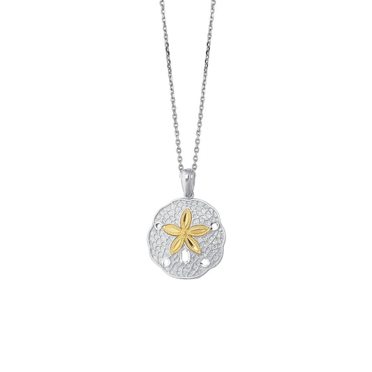 14K & Silver Sand Dollar Necklace (8210049007846) (10220865257665)