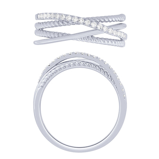 Sterling Silver 0.16Ctw Layered Ring (6738325635227) (10220947603649)