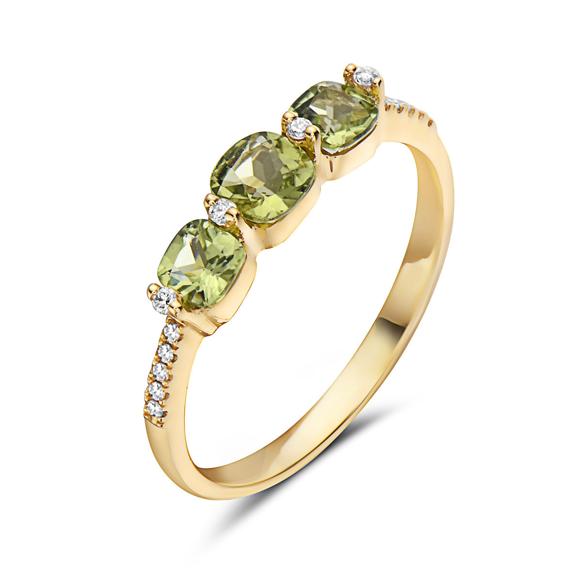 Peridot And Diamond Fashion Ring (8073430270182) (10220889047233)