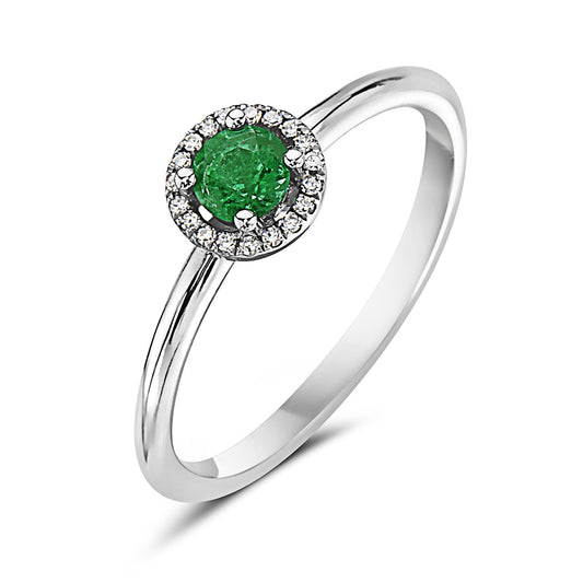 Emerald And Diamond Halo Ring (8073431154918) (10220887376065)