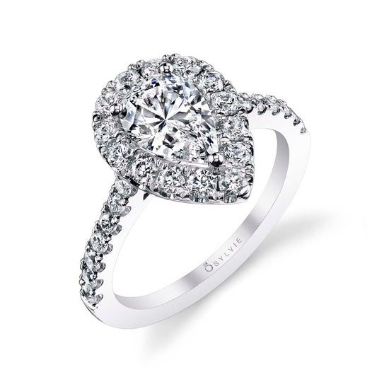 Pear Shaped Classic Halo Engagement Ring (10588532277441)