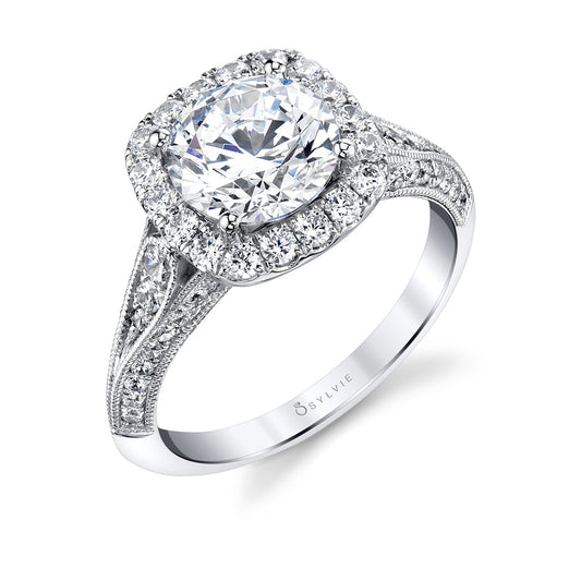 Cushion Shaped Halo Engagement Ring (10588533227713)