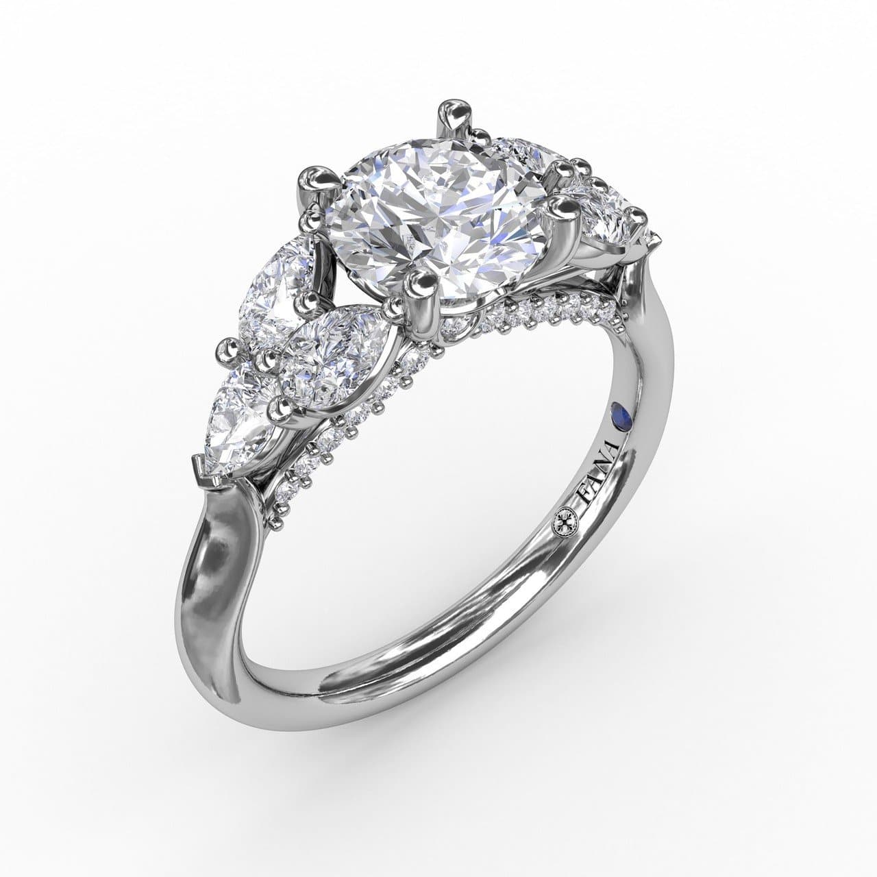 Floral Multi-Stone Engagement Ring With Diamond Leaves (5552772251803) (10221023232193)