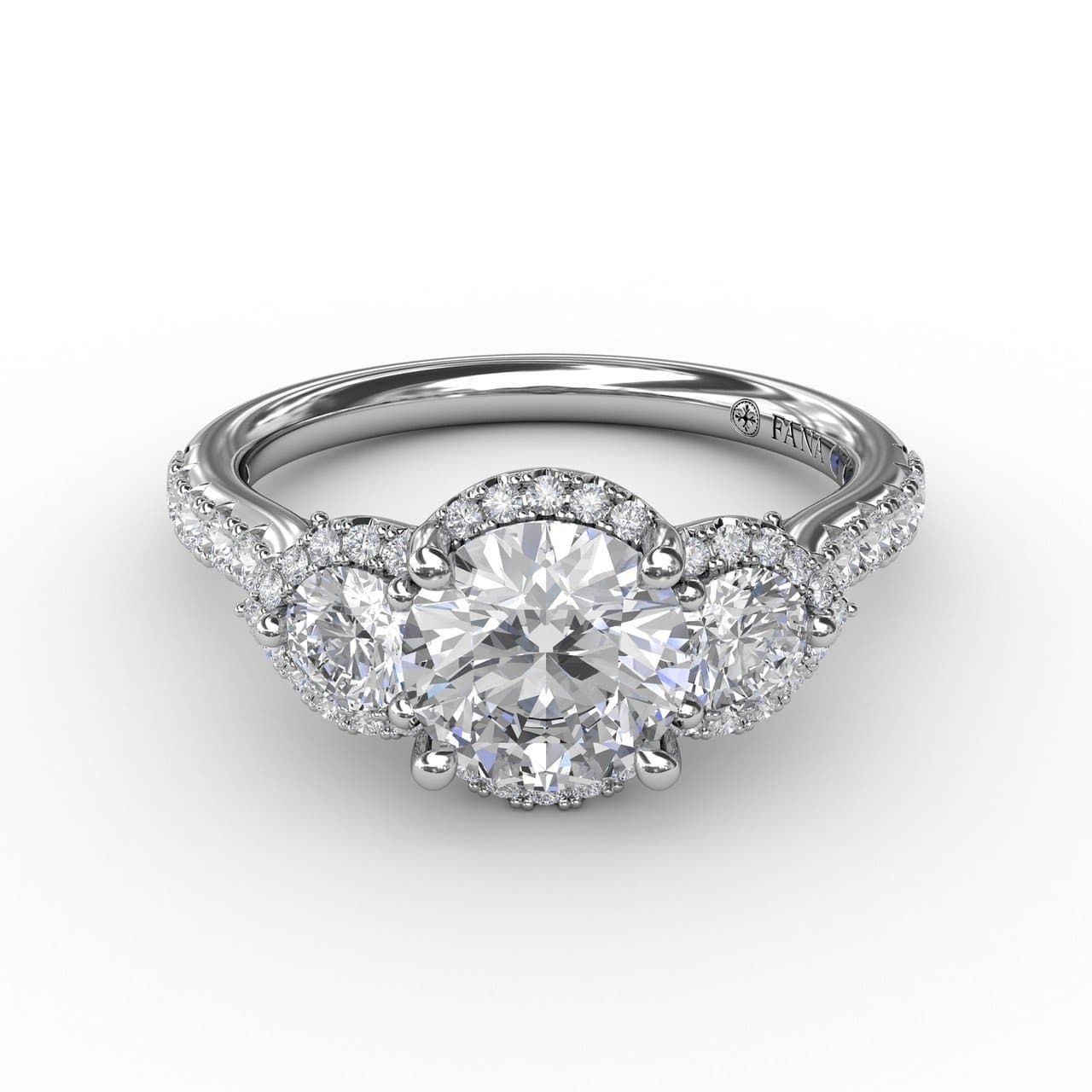 Three-Stone Round Diamond Halo Engagement Ring (5552772776091) (10221022838977)