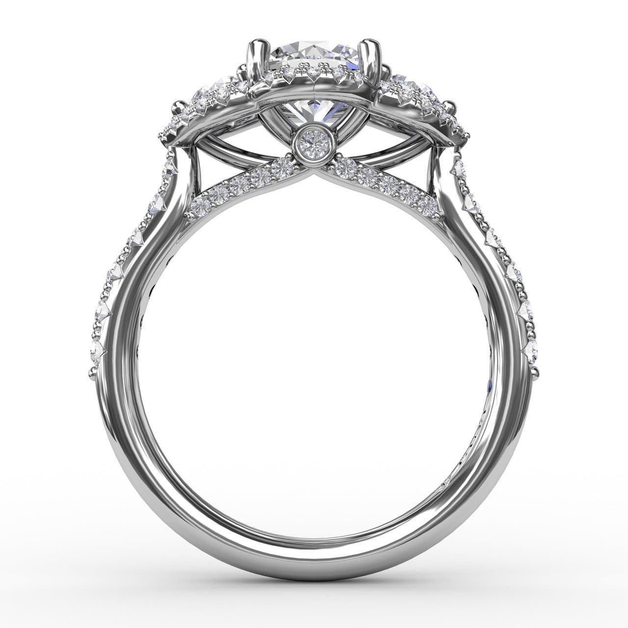 Three-Stone Round Diamond Halo Engagement Ring (5552772776091) (10221022838977)