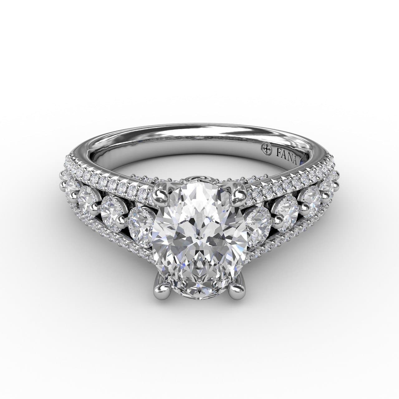 Classic Oval Diamond Solitaire Engagement Ring With Triple-Row Diamond Band (5552774054043) (10221021921473)