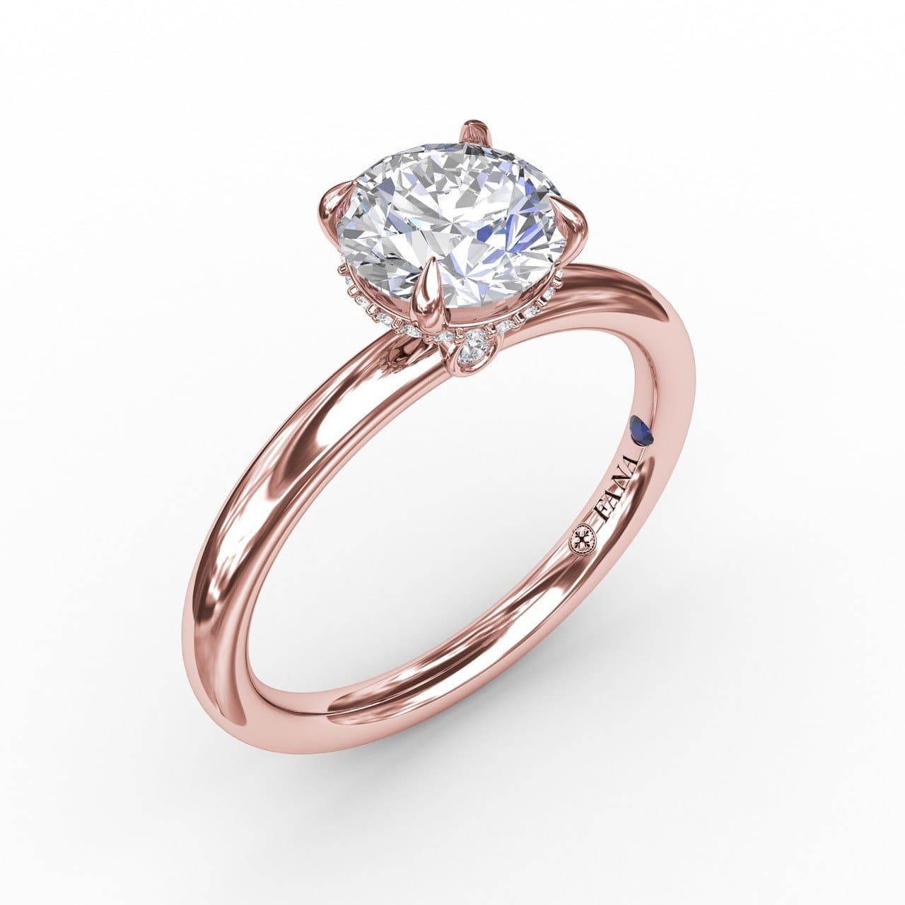 Contemporary Round Diamond Solitaire Engagement Ring With Hidden Pavé Halo (5552787259547) (10221012713665)