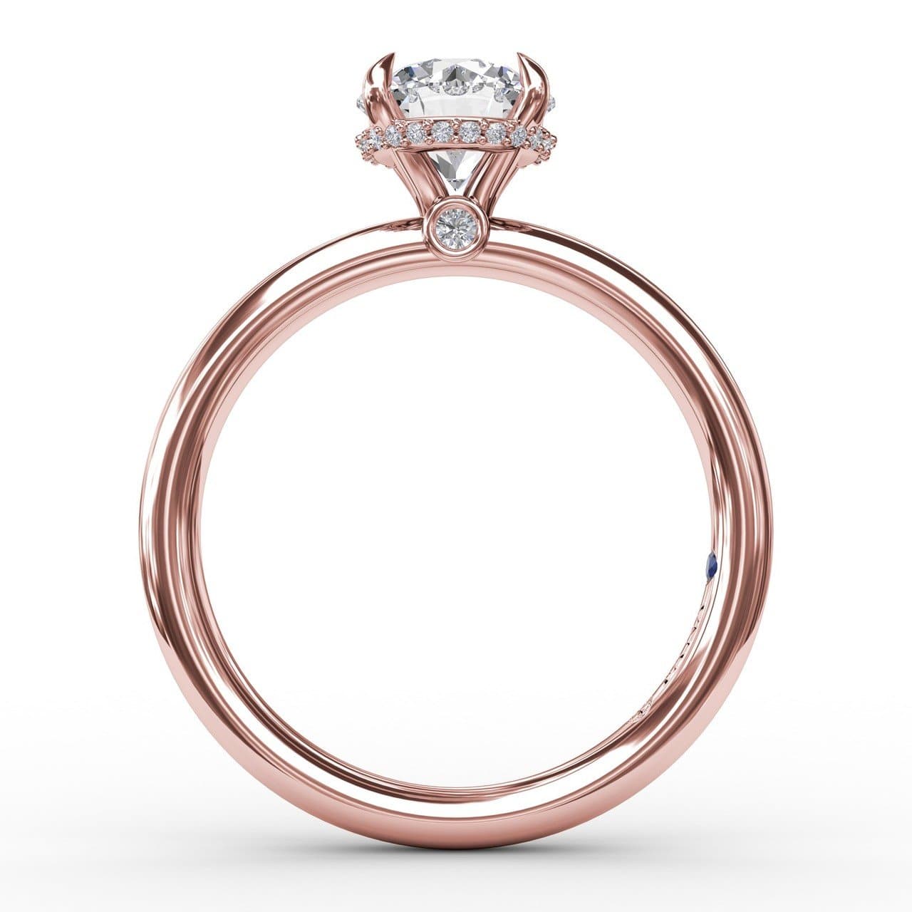 Contemporary Round Diamond Solitaire Engagement Ring With Hidden Pavé Halo (5552787259547) (10221012713665)