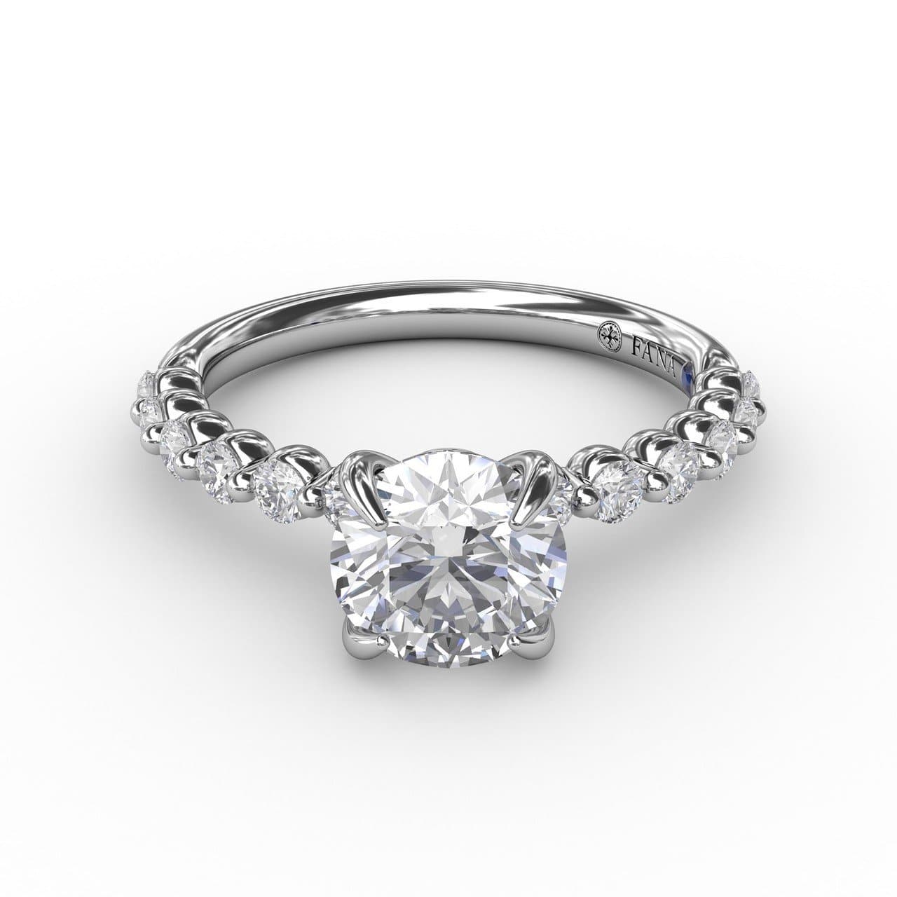 Contemporary Round Diamond Solitaire Engagement Ring With Diamond Band (5552774512795) (10221021462721)