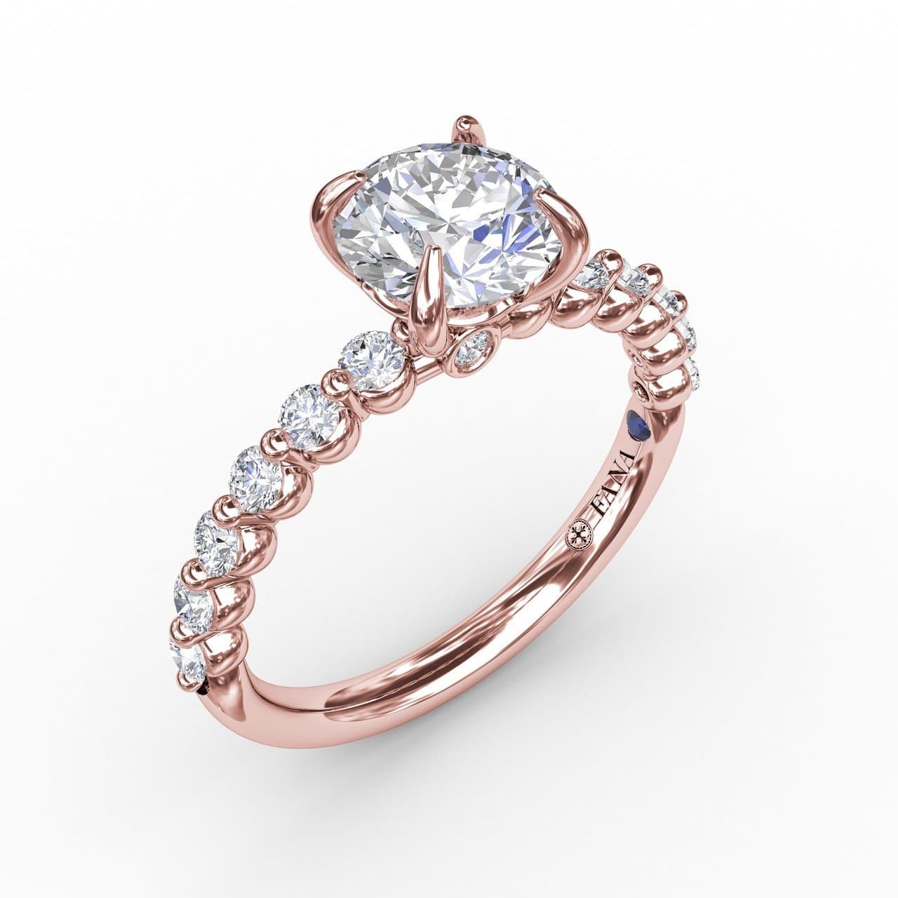 Contemporary Round Diamond Solitaire Engagement Ring With Diamond Band (5552787488923) (10221012549825)