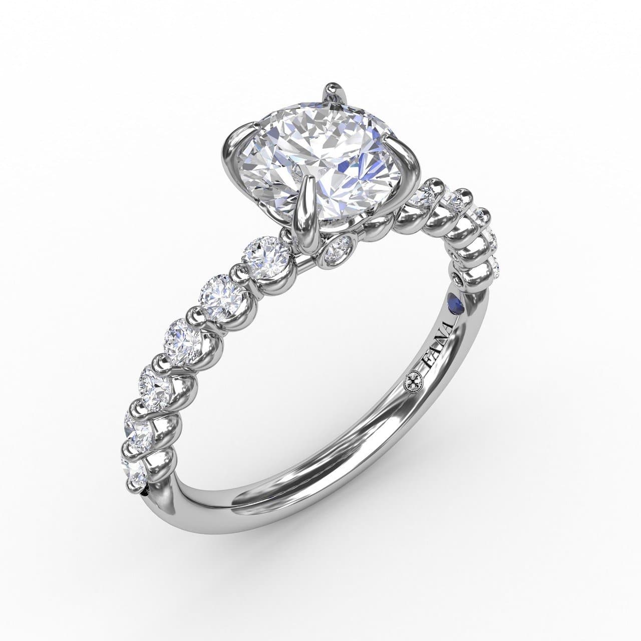 Contemporary Round Diamond Solitaire Engagement Ring With Diamond Band (5552774512795) (10221021462721)