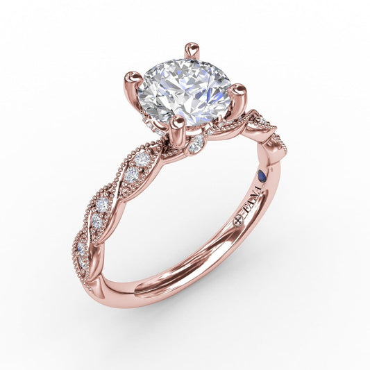 Classic Diamond Solitaire Engagement Ring With Diamond Twist Band (5552787947675) (10221012287681)