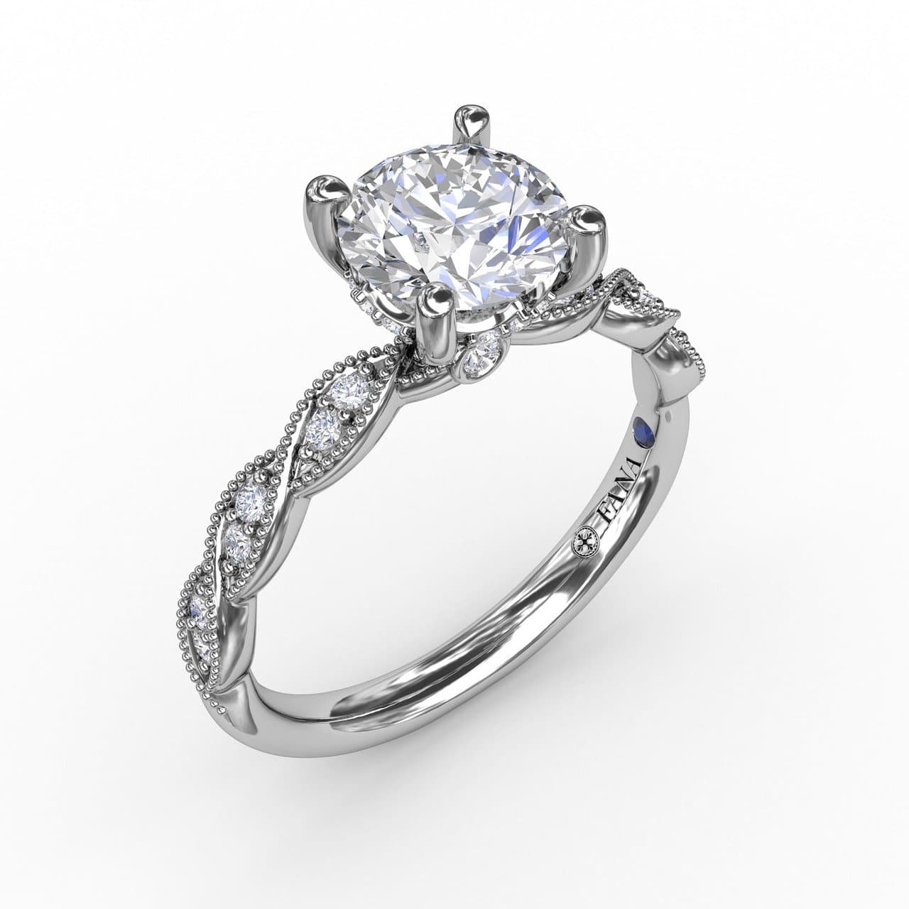 Classic Diamond Solitaire Engagement Ring With Diamond Twist Band (5552774676635) (10221021167809)