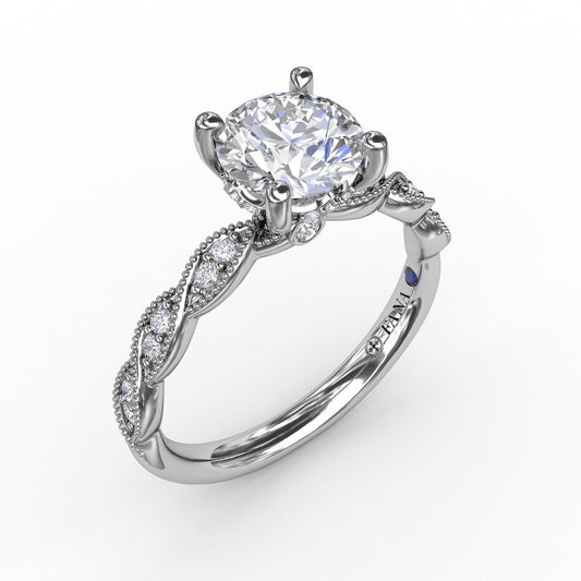 Classic Diamond Solitaire Engagement Ring With Diamond Twist Band (5552774676635) (10221021167809)