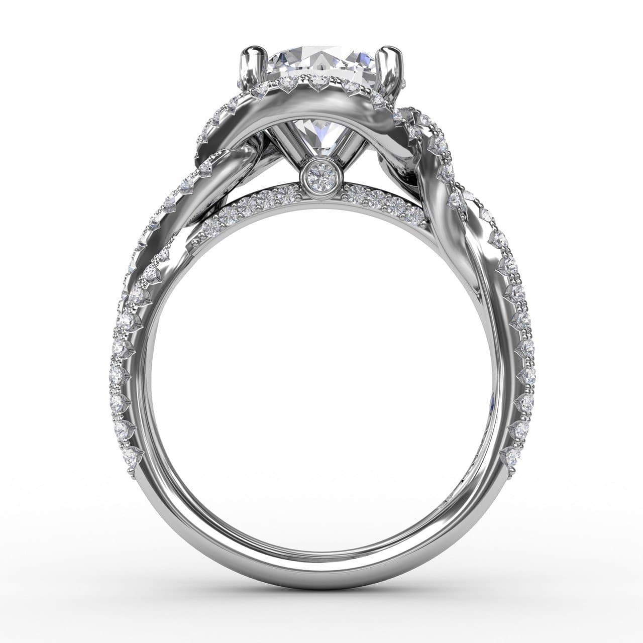 Contemporary Round Diamond Halo Engagement Ring With Twisted Shank (5552775168155) (10221020643521)