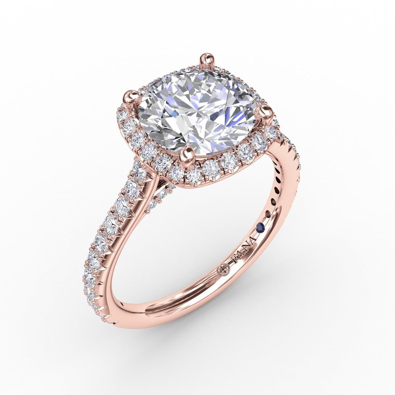 Cushion-Shaped Halo Diamond Engagement Ring with Diamond Band (5552789094555) (10221011894465)