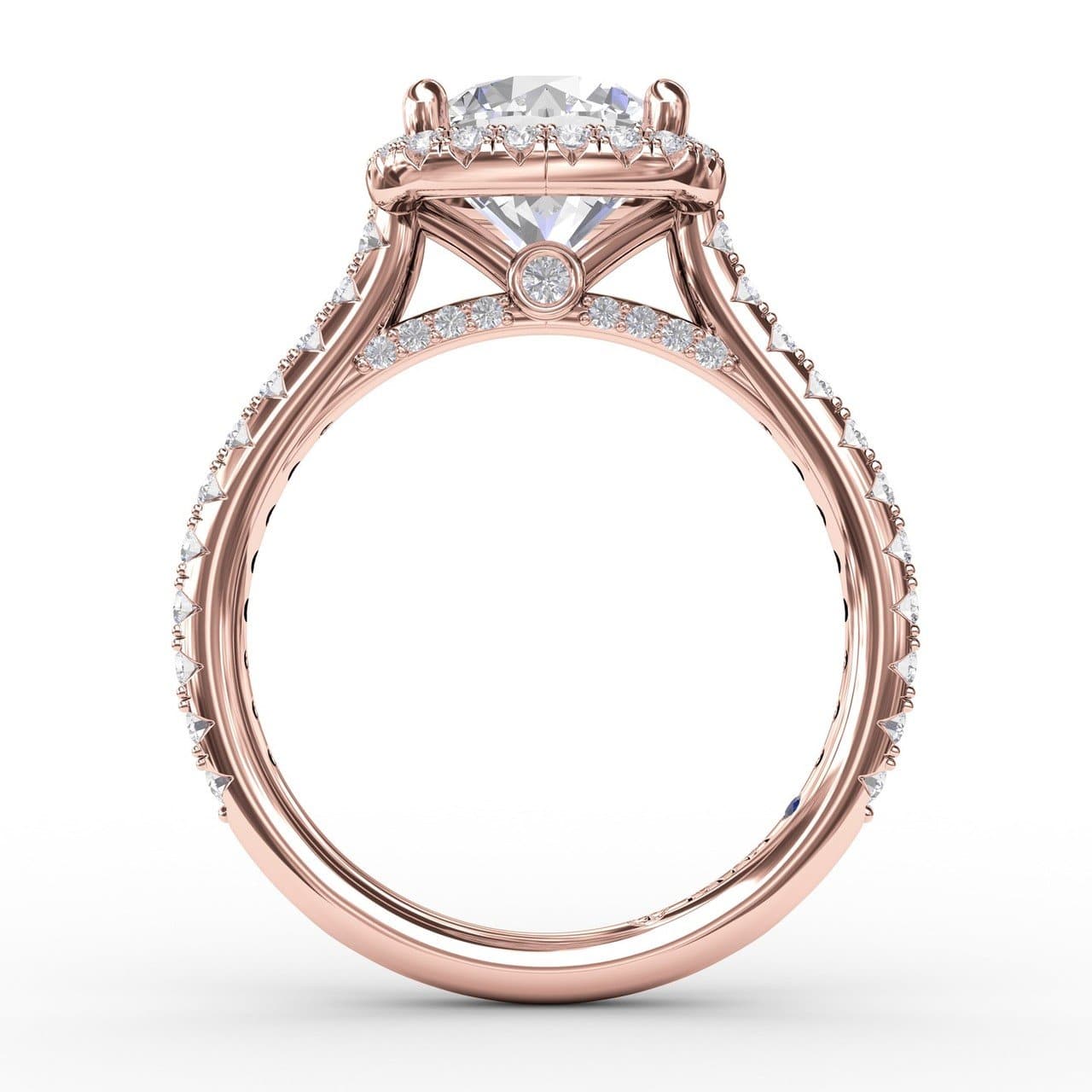 Cushion-Shaped Halo Diamond Engagement Ring with Diamond Band (5552789094555) (10221011894465)