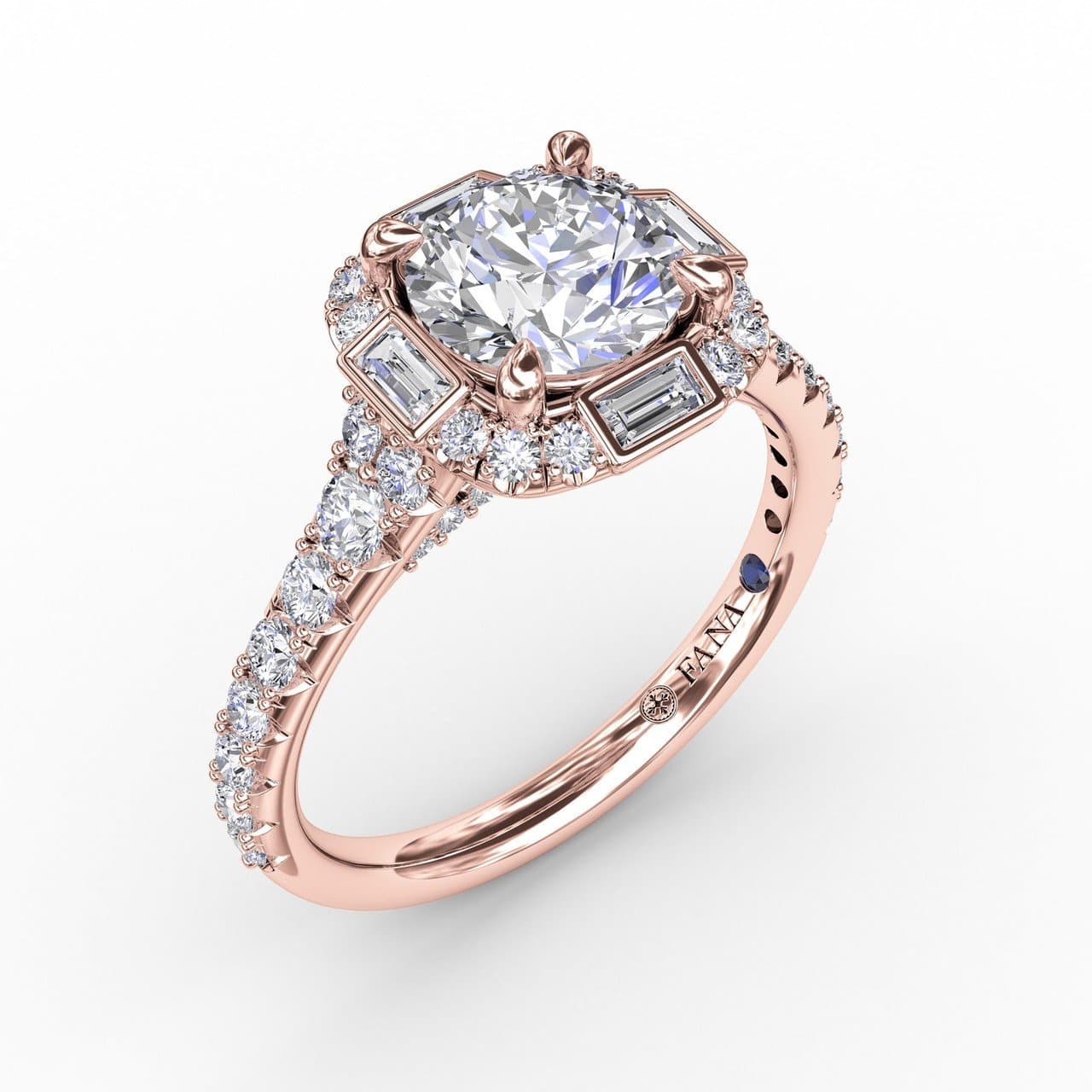 Cushion Shaped Diamond Halo Engagement Ring With Baguettes (5552789455003) (10221011402945)