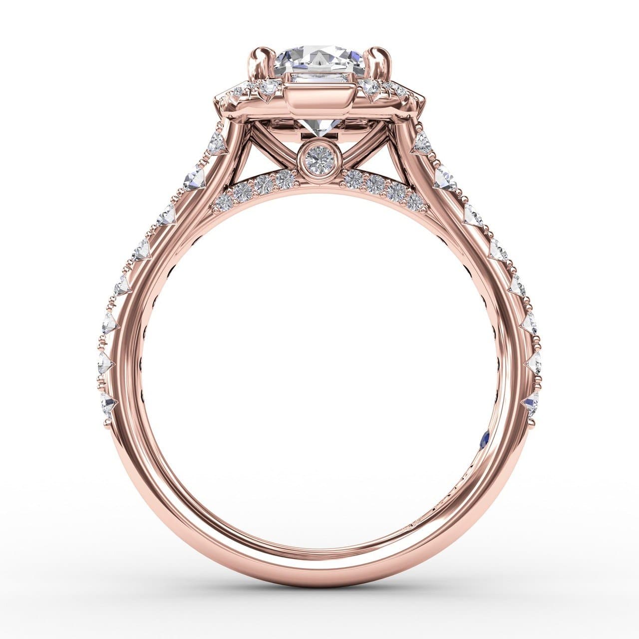 Cushion Shaped Diamond Halo Engagement Ring With Baguettes (5552789455003) (10221011402945)