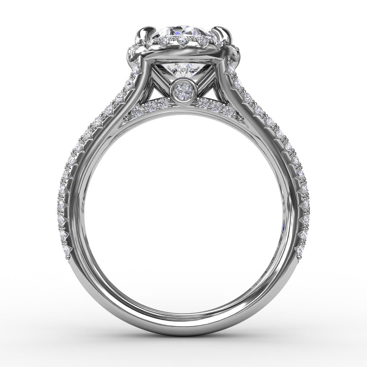 Oval Diamond Halo Engagement Ring With Triple-Row Diamond Band (5552776183963) (10221019791553)