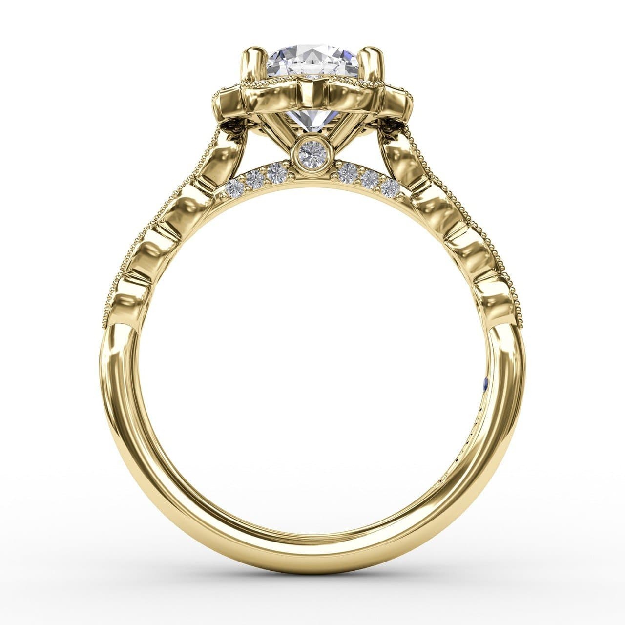 Round Diamond Engagement With Floral Halo and Milgrain Details (5552784736411) (10221014155457)