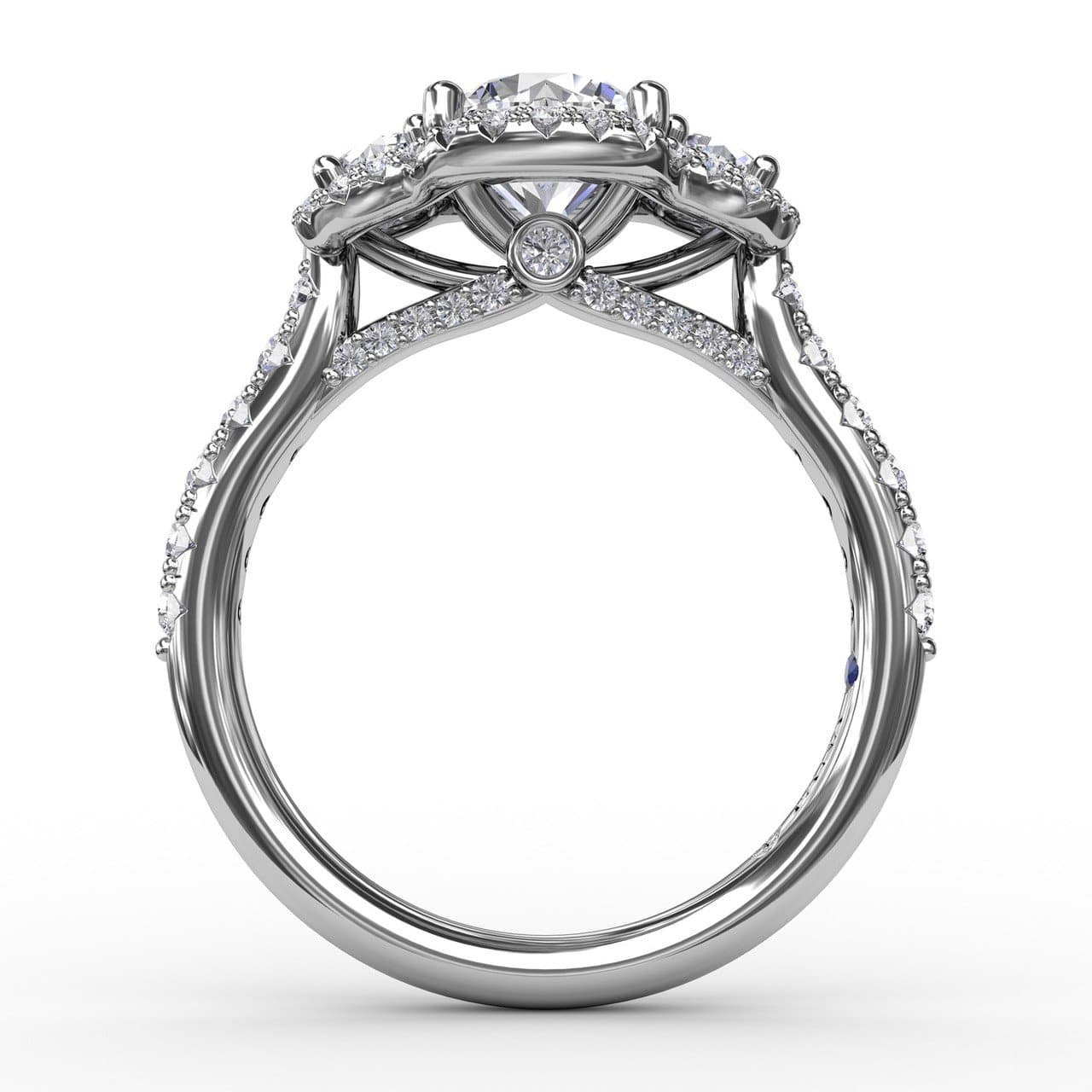 Three-Stone Round Diamond Halo Engagement Ring (5552782966939) (10221015335105)