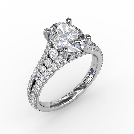 Oval Diamond Solitaire Engagement Ring With Triple-Row Tapered Diamond Band (5552777330843) (10221018579137)