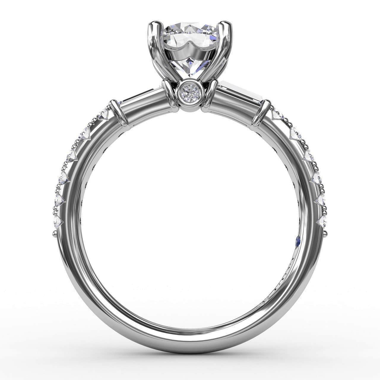 Contemporary Diamond Solitaire Engagement Ring With Baguettes (5552777560219) (10221018349761)