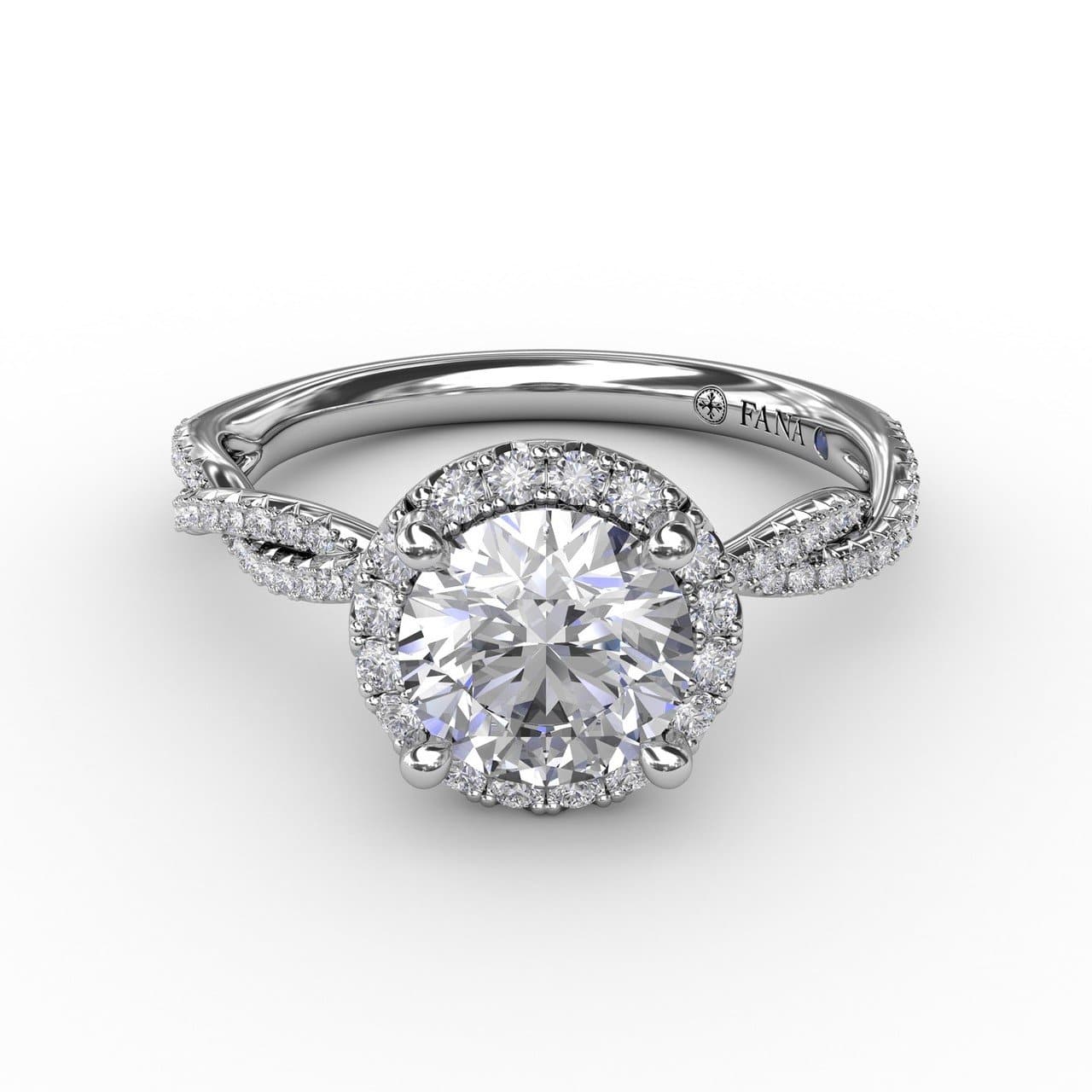 Classic Round Diamond Halo Engagement Ring With Twist Diamond Band (5552781721755) (10221015728321)