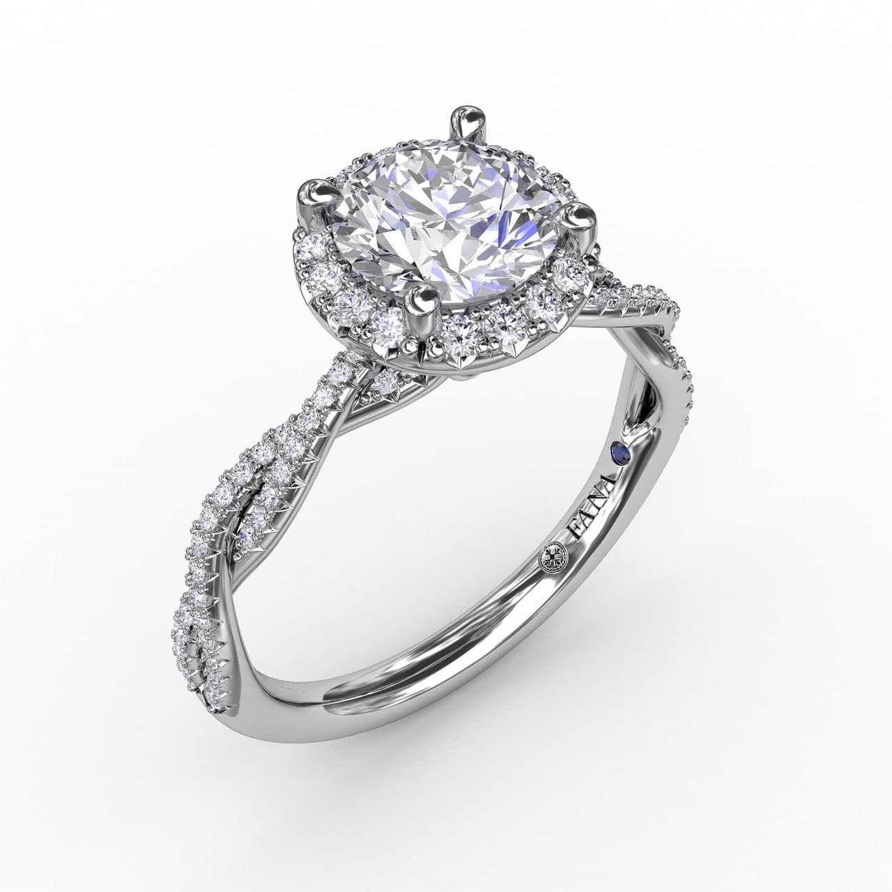 Classic Round Diamond Halo Engagement Ring With Twist Diamond Band (5552781721755) (10221015728321)