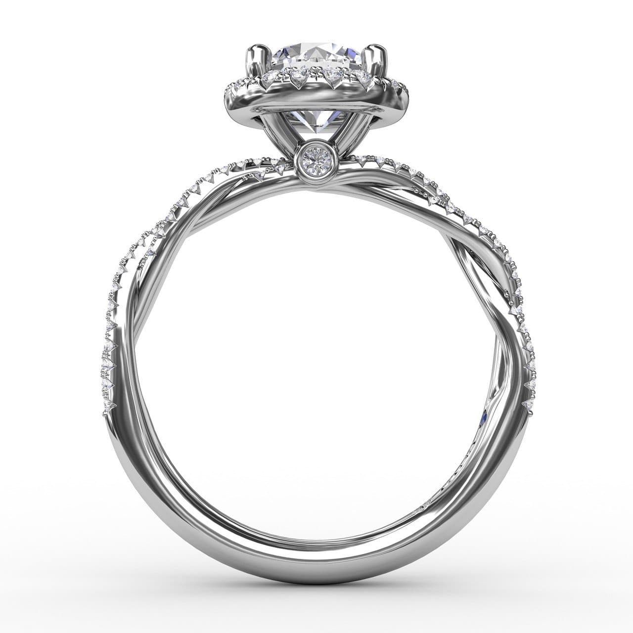 Classic Round Diamond Halo Engagement Ring With Twist Diamond Band (5552781721755) (10221015728321)