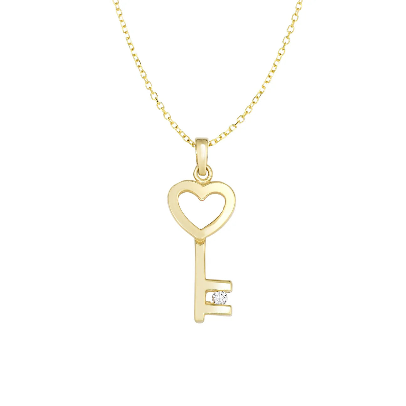 14K Gold .03ct Diamond Key Necklace (10241810628801)