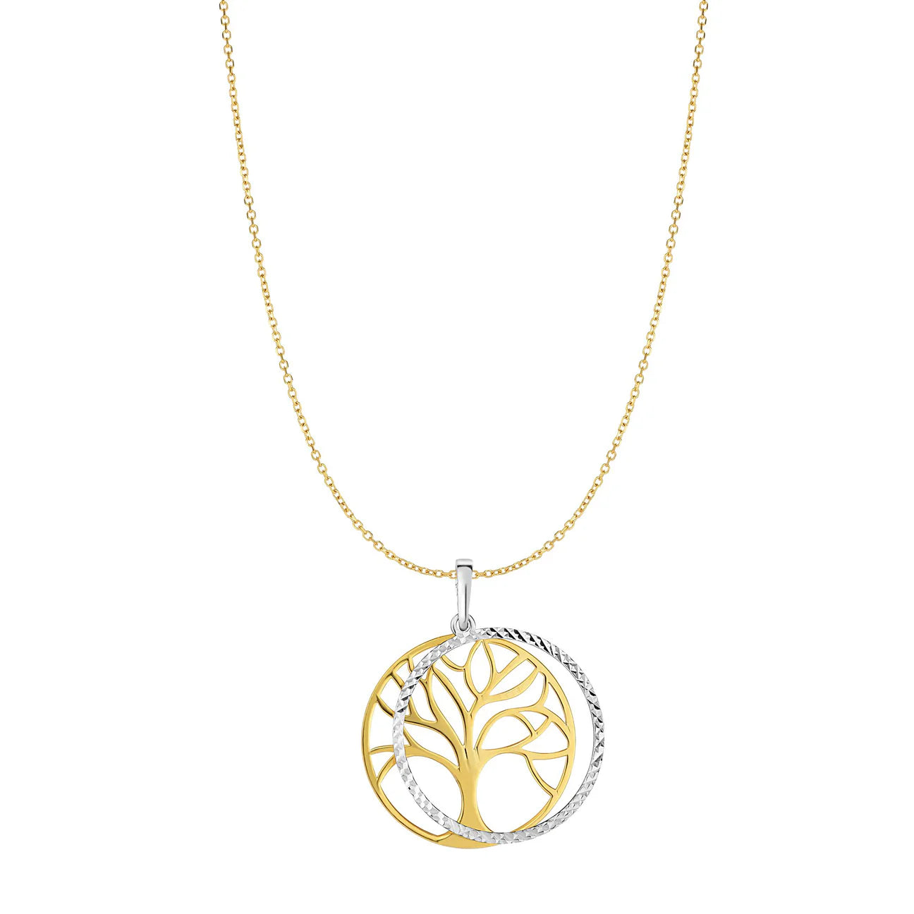 14K Two-tone Gold Double Disc Tree of Life Necklace (10241810432193)