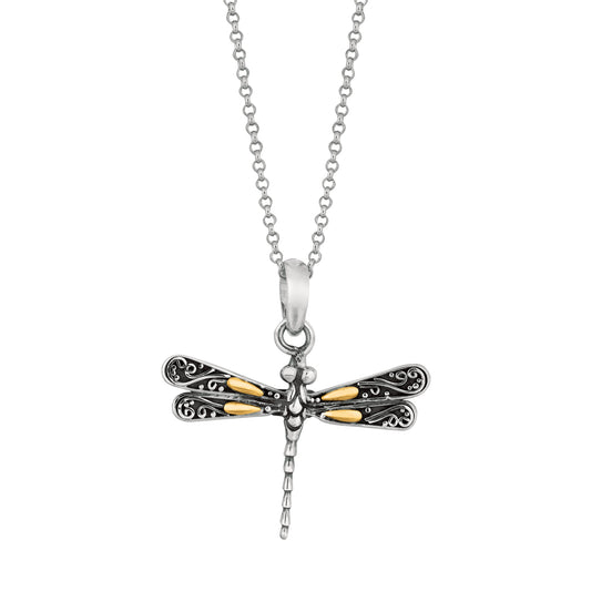 Silver & 18K Dragonfly Necklace (8210048254182) (10220866044097)