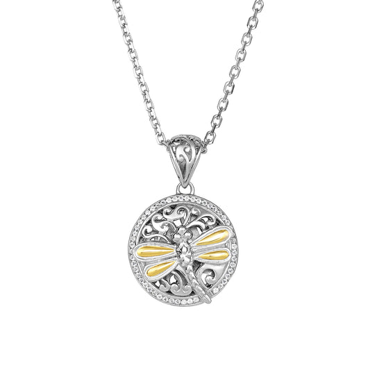 Silver & 18K Dragonfly Necklace (8210048024806) (10220866470081)