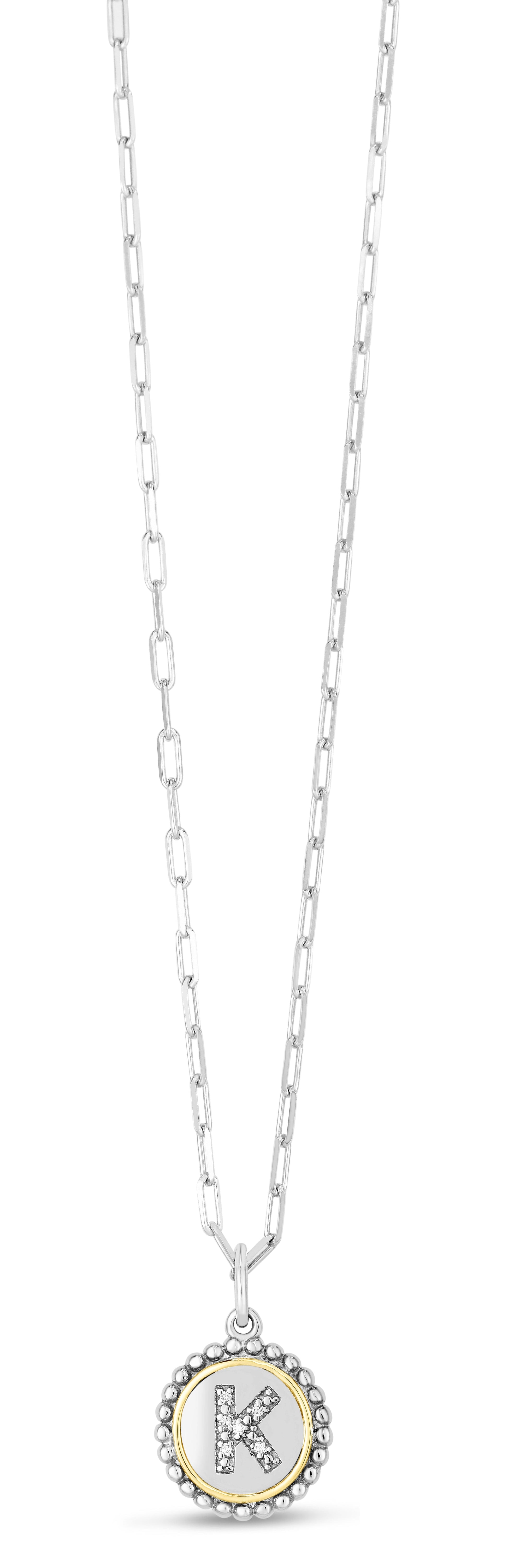 Silver-18K Popcorn Initials Letter K Necklace (8210047631590) (10220867748033)