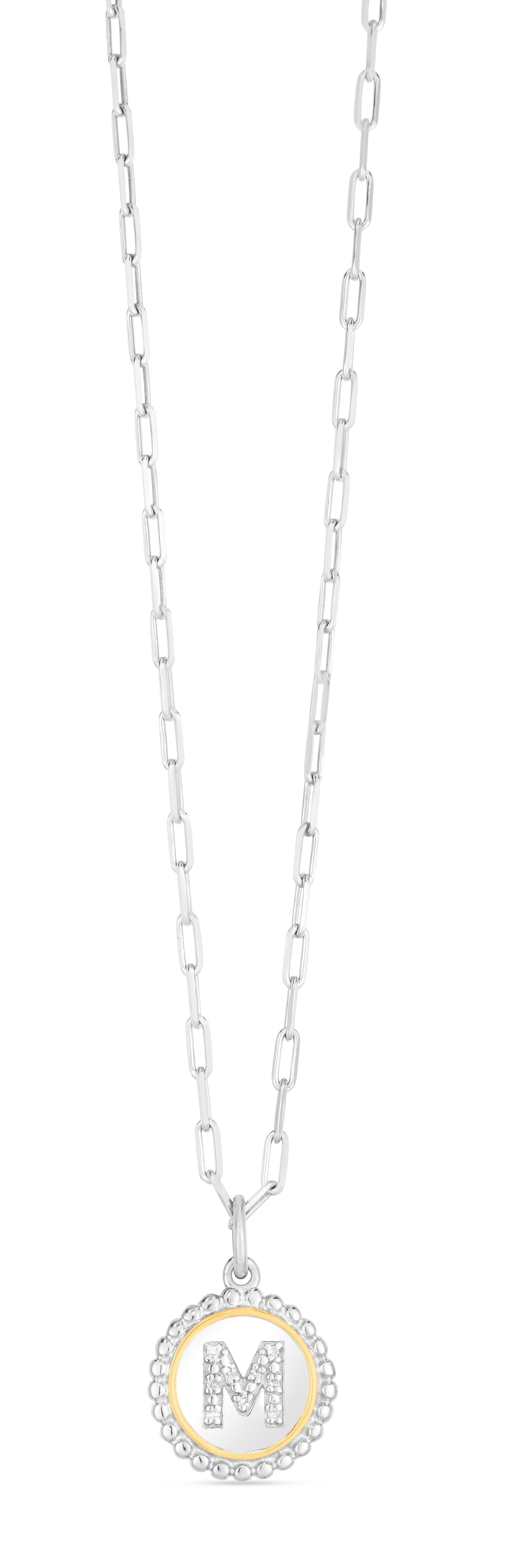 Silver-18K Popcorn Initials Letter M Necklace (8210047467750) (10220868108481)