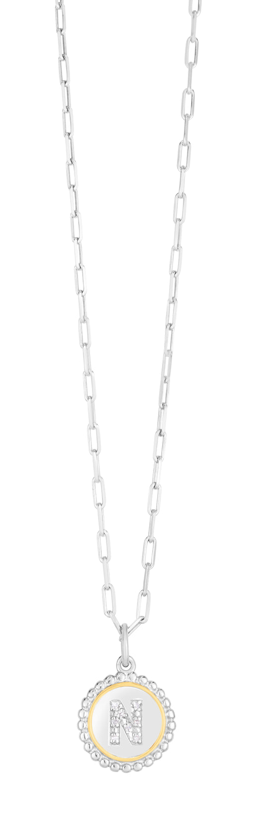 Silver-18K Popcorn Initials Letter N Necklace (8210047533286) (10220868042945)