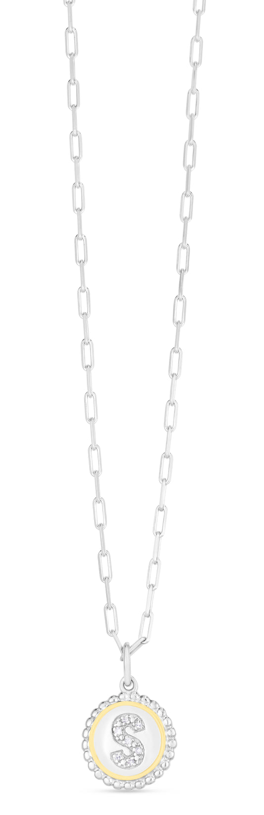 Silver-18K Popcorn Initials Letter S Necklace (8210047402214) (10220868436161)