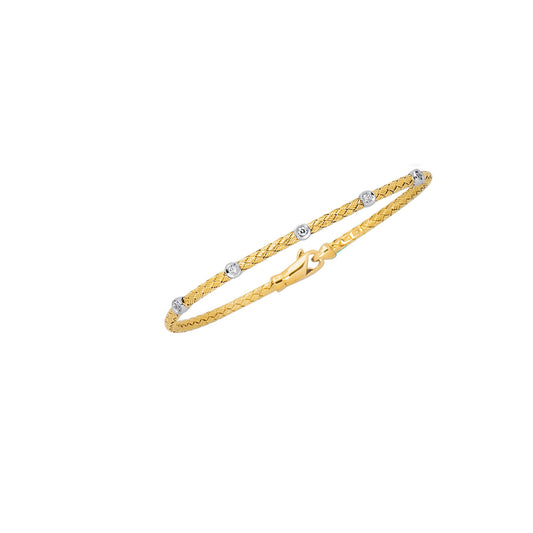 14K Gold .15ct Diamond Station Woven Bangle (8210050515174) (10220861915329)