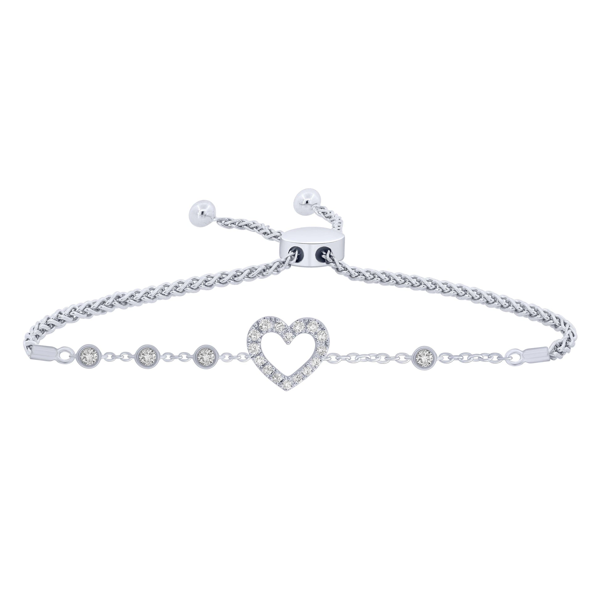 Sterling Silver 2/5Ctw Heart Friendship Bracelet (6738322653339) (10220951044289)