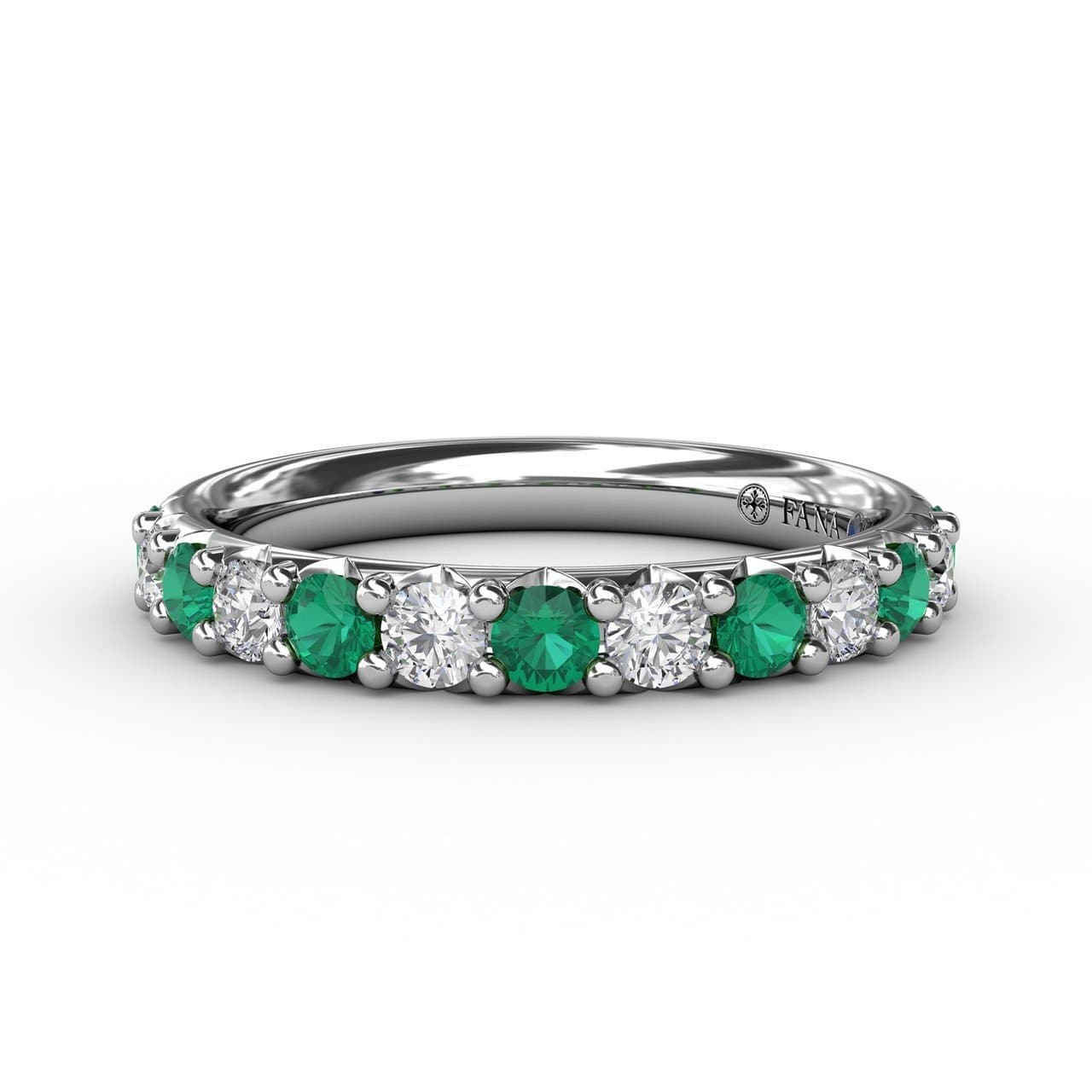 Emerald and Diamond Shared Prong Anniversary Band (5551824109723) (10221026312385)