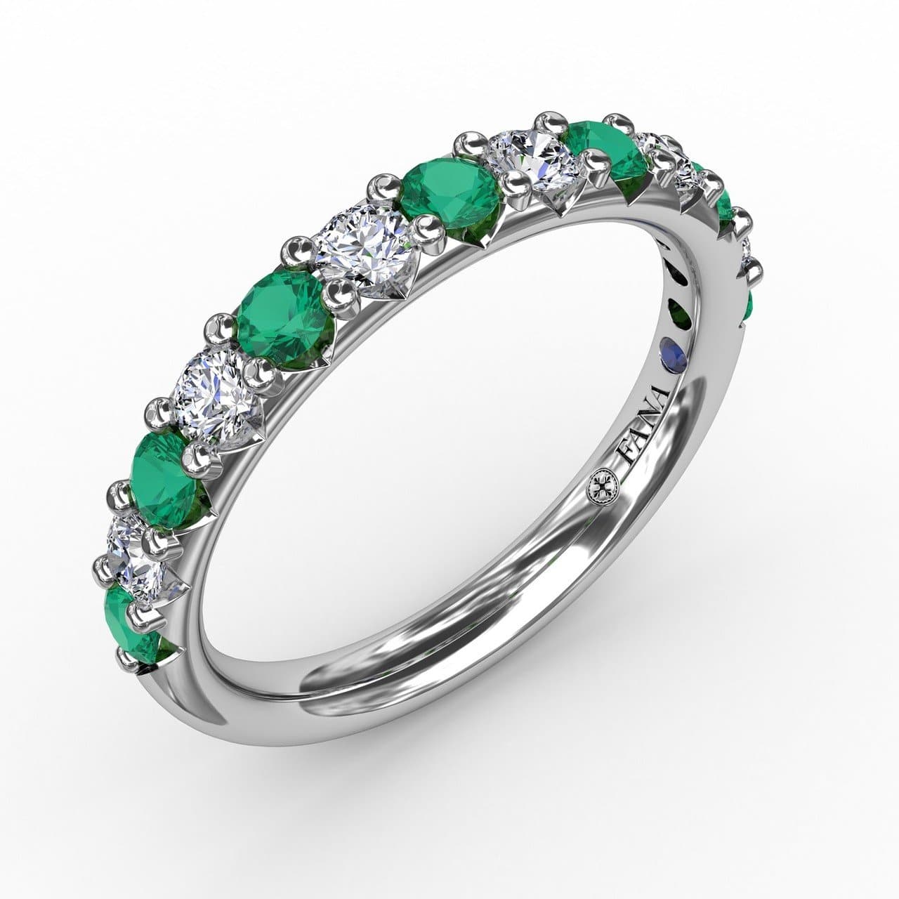 Emerald and Diamond Shared Prong Anniversary Band (5551824109723) (10221026312385)