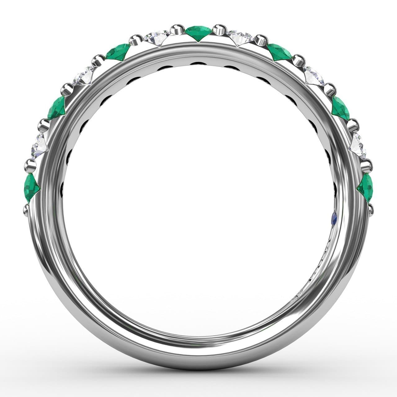 Emerald and Diamond Shared Prong Anniversary Band (5551824109723) (10221026312385)